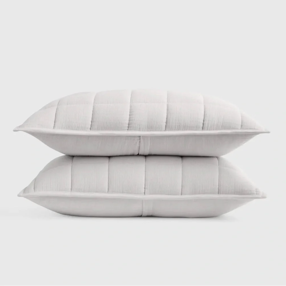 NWOT Quince Organic Airy Gauze Box Quilt King Sham Set of 2 in Light Grey